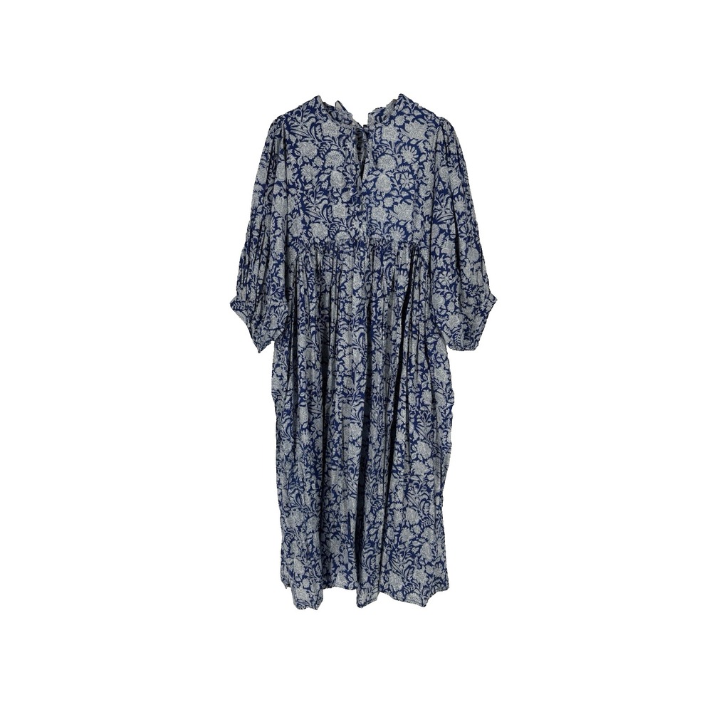 House of Sundar‎ Maya Midi Dress Small Blue Iris Handcrafted Sustainable